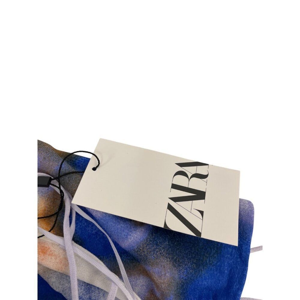 Zara Womens Dress XL Tie Dye Printed Midi Blue Gold Sleeveless 9874/001 NWT - Picture 7 of 13